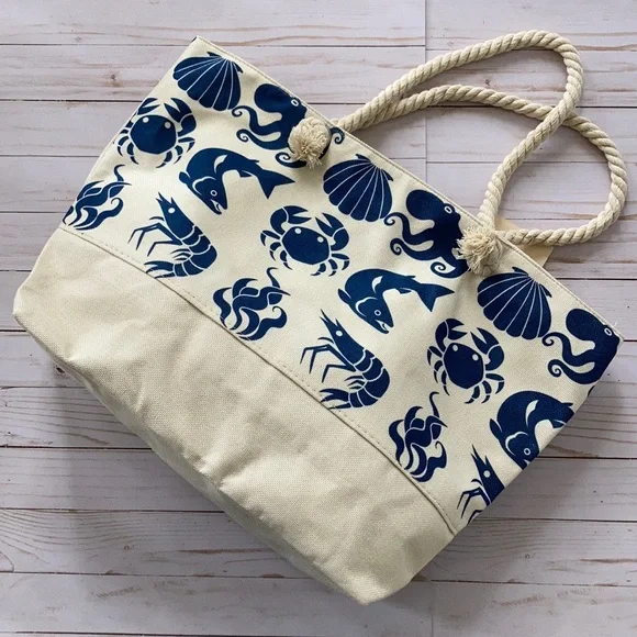 Jumbo Marine Life Beach Tote - Picture 1 of 8